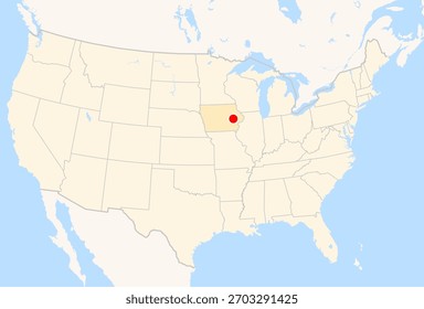 Mapa de Locación del Aeropuerto de Eastern Iowa (Cedar Rapids, Iowa, Estados Unidos). Código IATA: CID. No hay etiquetas en absoluto.