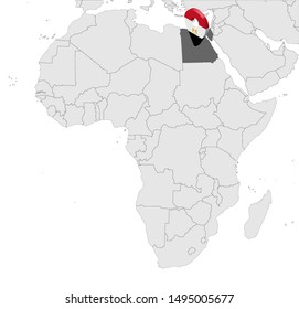 Location Map Egypt on map Africa. 3d Arab Republic of Egypt flag map marker location pin. High quality map Egypt. Vector illustration EPS10.
