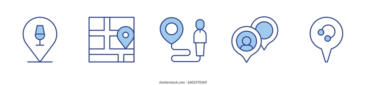 location, map location, employee. Location Icon vector illustration. Line Duotone style. Editable stroke.