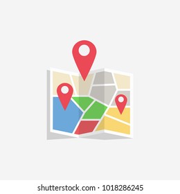 Location map flat design vector icon