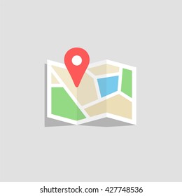 Location Map Flat Design Vector Icon