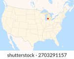 Location Map of Gerald R. Ford Int. Airport (Grand Rapids, Michigan, USA). IATA-code: GRR. No labels at all.