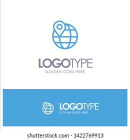 Location, Map, Globe, Internet Blue Logo Line Style