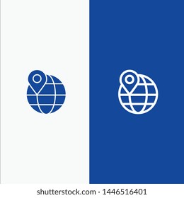 Location, Map, Globe, Internet Line and Glyph Solid icon Blue banner