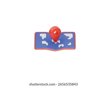 Icono de mapa de ubicación Representación de ilustración 3D