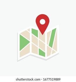 Location Map Icon .Flat Colored Location Flat Design Vector Icon
