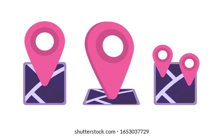 Icono de mapa de ubicación o icono de GPS. ilustración de diseño plano