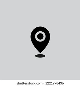 Location map icon isolated on gray background. Vector illustration. Flat style, Pointer sign, symbol
