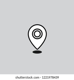 Location map icon isolated on gray background. Vector illustration. Flat style, Pointer sign, symbol