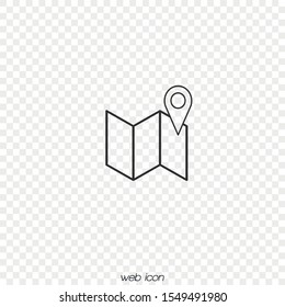 Location map icon in linear style. Vector graphics.