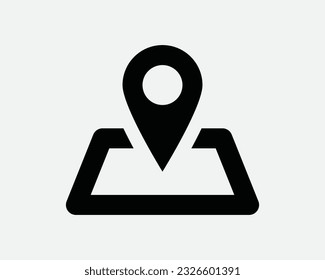 Location Map Icon. Locale Pin Marker Position Navigation GPS Pointer Place Travel Guide. Black White Graphic Clipart Artwork Symbol Sign Vector EPS