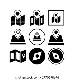 Icono de mapa de ubicación o logotipo símbolo de signo aislado ilustración vectorial - Colección de iconos vectoriales de estilo negro de alta calidad
