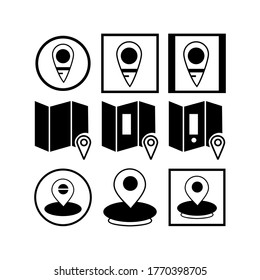 Icono de mapa de ubicación o logotipo símbolo de signo aislado ilustración vectorial - Colección de iconos vectoriales de estilo negro de alta calidad
