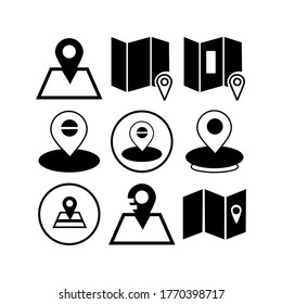 Icono de mapa de ubicación o logotipo símbolo de signo aislado ilustración vectorial - Colección de iconos vectoriales de estilo negro de alta calidad
