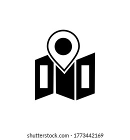 Icono de mapa de ubicación o logotipo símbolo de signo aislado ilustración vectorial - iconos vectoriales de estilo negro de alta calidad
