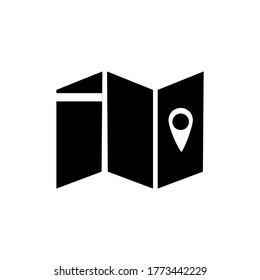 Icono de mapa de ubicación o logotipo símbolo de signo aislado ilustración vectorial - iconos vectoriales de estilo negro de alta calidad
