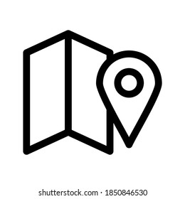 Icono de mapa de ubicación o logotipo símbolo de signo aislado ilustración vectorial - iconos vectoriales de estilo negro de alta calidad
