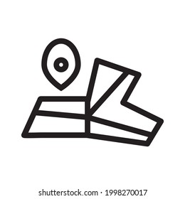 location map icon or logo vector illustration of isolated sign symbol, vector illustration with high quality black outline.