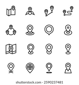 Location and Map icon set vector illustration