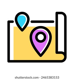 Location map icon vector illustration in colored outline