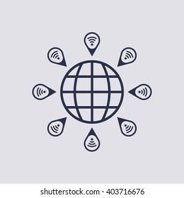 location   map  icon, vector illustration. Flat design  