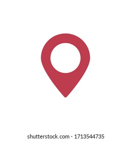 Location Map Icon. Vector Symbol Red Color In Flat Style