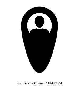 Location Map Icon Vector User Address Profile Male Symbol Avatar With Marker Pin To Navigate Person In Glyph Pictogram illustration
