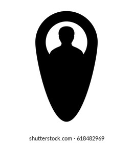 Location Map Icon Vector User Address Profile Male Symbol Avatar With Marker Pin To Navigate Person In Glyph Pictogram illustration