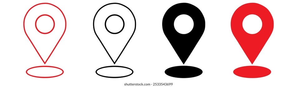 Ícones do mapa de localização. marcador de localização. pin de localização. ilustração vetorial.