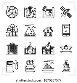 Iconos de ubicación y mapa con fondo blanco