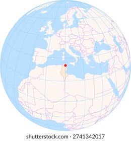 Location Map of Tunis–Carthage Int. Airport (Tunis, Tunis, Tunisia). IATA-code: TUN. No labels at all.