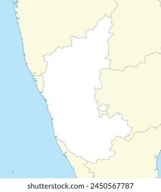 Karte von Karnataka ist ein Bundesstaat von Indien mit Nachbarstaat und Land