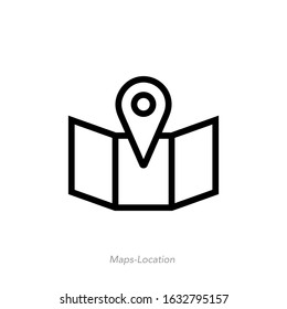 Location map line icon - editable stroke