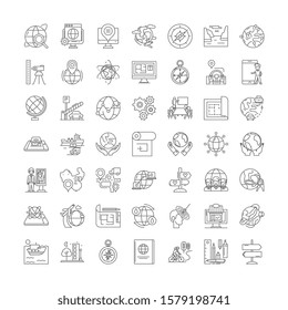 Location map linear icons, signs, symbols vector line illustration set