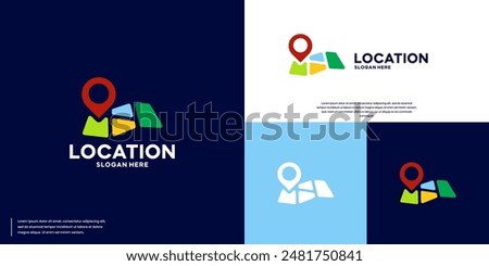 location map logo with colorful style, directions, logo design inspiration.