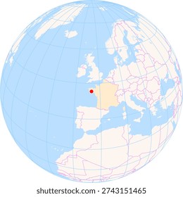 Location Map of Lorient South Brittany (Bretagne Sud) Airport (Lorient, Morbihan, France). IATA-code: LRT. No labels at all.