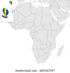 Location Map of Madeira on map Africa. 3d Madeira flag map marker location pin. Autonomous Region of Madeira. Africa.  Portugal. EPS10.