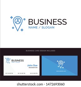 Location, Map, Man Blue Business logo and Business Card Template. Front and Back Design