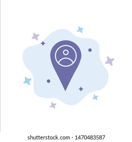 Location, Map, Man Blue Icon on Abstract Cloud Background. Vector Icon Template background
