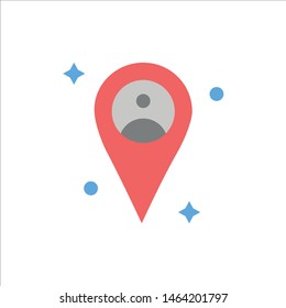 Location, Map, Man  Flat Color Icon. Vector icon banner Template. Vector Icon Template background