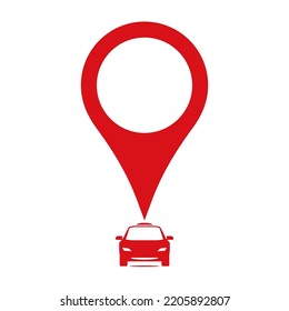 Location map marker on a car, icon design for a Car business, Car Showroom, vector