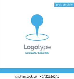 Location, Map, Marker, Pin Blue Solid Logo Template. Place for Tagline