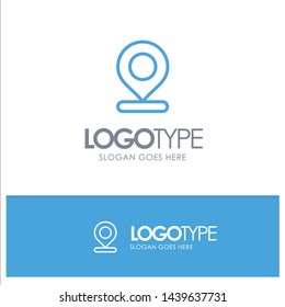 Location, Map, Marker, Pin Blue outLine Logo with place for tagline