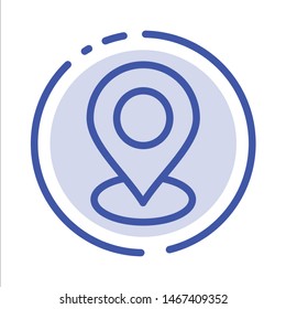 Location, Map, Marker, Pin Blue Dotted Line Line Icon. Vector Icon Template background