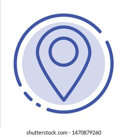 Location, Map, Marker, Pin Blue Dotted Line Line Icon. Vector Icon Template background
