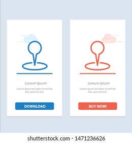 Location, Map, Marker, Pin  Blue and Red Download and Buy Now web Widget Card Template. Vector Icon Template background