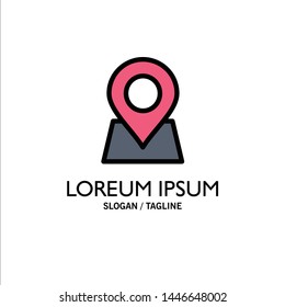 Location, Map, Marker, Pin Business Logo Template. Flat Color