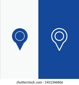 Location, Map, Marker, Pin Line and Glyph Solid icon Blue banner Line and Glyph Solid icon Blue banner