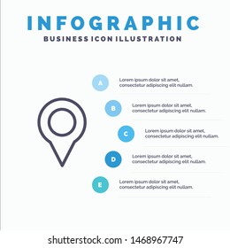 Location, Map, Marker, Pin Line icon with 5 steps presentation infographics Background. Vector Icon Template background