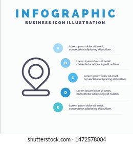 Location, Map, Marker, Pin Line icon with 5 steps presentation infographics Background